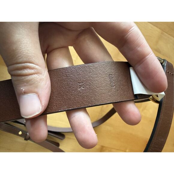 NWT Ralph Lauren Tri Strap Leather D Ring Equestrian Belt Brown Brass Gold 1X